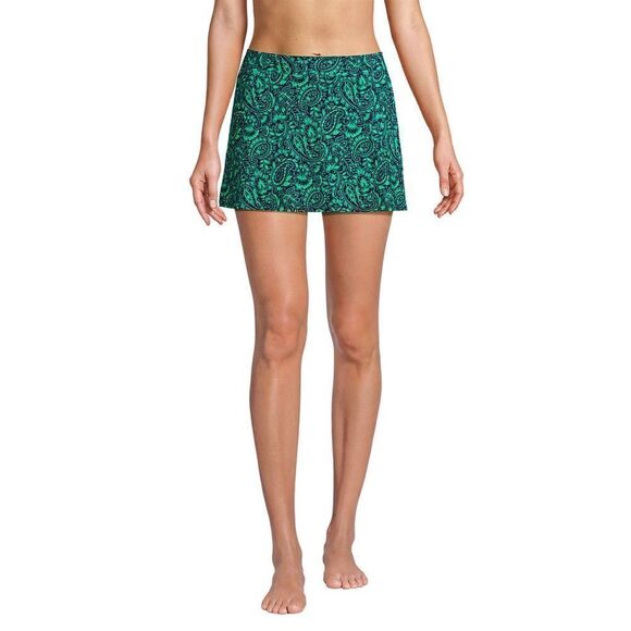 Land's End chlorine resist control navy emerald Decor Paisley swim skirt 14P - Picture 3 of 6